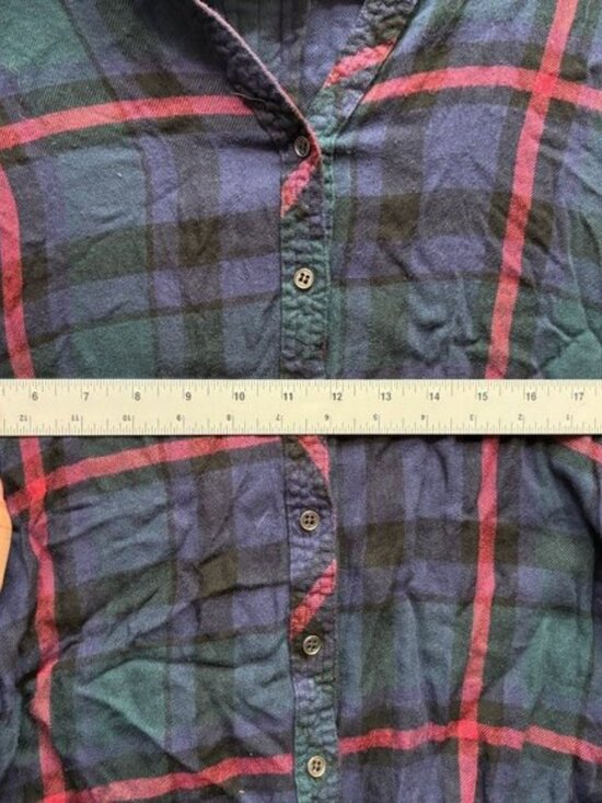 HESTER & ORCHARD Purple/Green Buffalo Plaid Shirt 3/4 Sleeves Womens Sz S - Picture 4 of 6